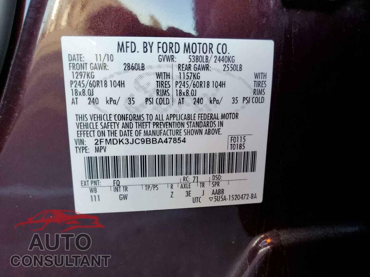 FORD EDGE 2011 - 2FMDK3JC9BBA47854