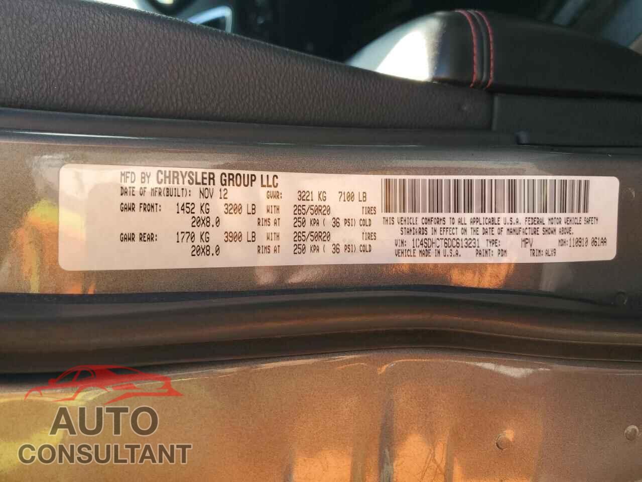DODGE DURANGO 2013 - 1C4SDHCT6DC613231