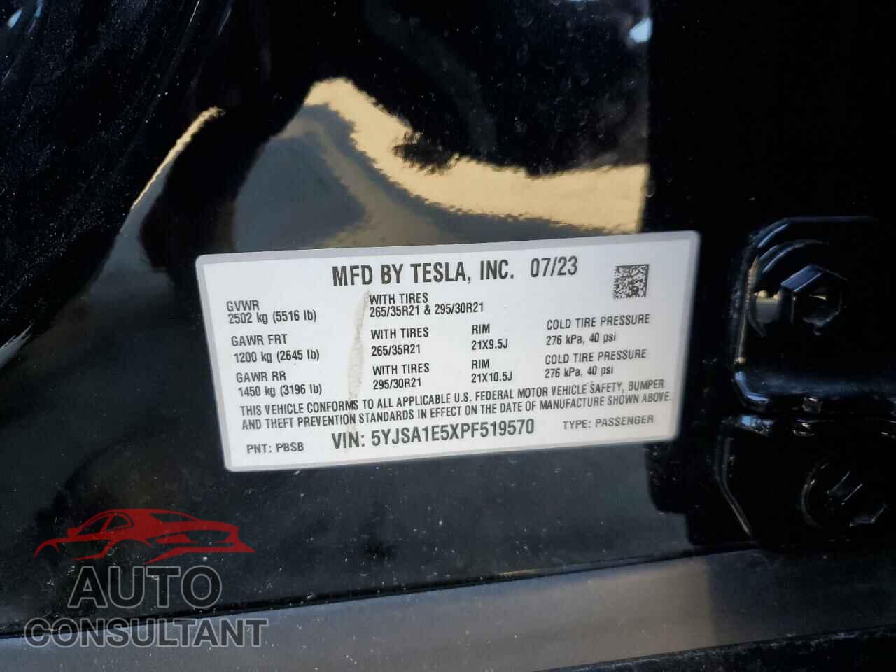 TESLA MODEL S 2023 - 5YJSA1E5XPF519570