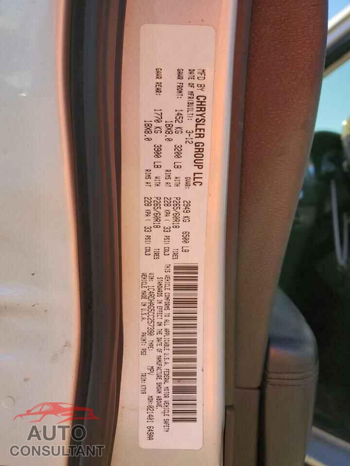 DODGE DURANGO 2012 - 1C4RDHAG5CC257390