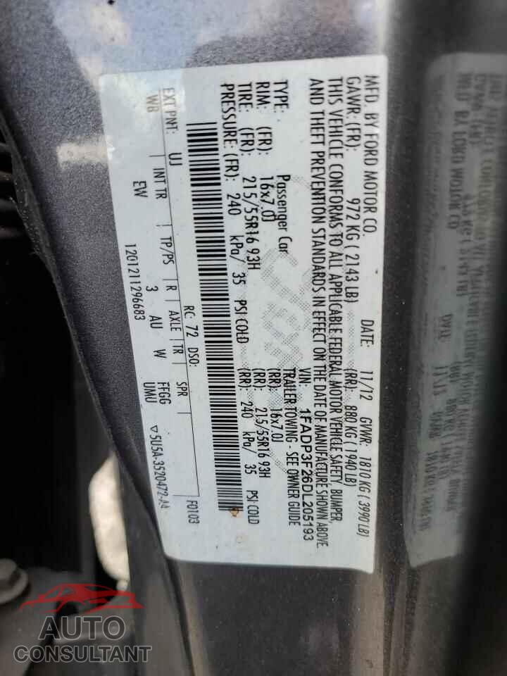 FORD FOCUS 2013 - 1FADP3F26DL205193