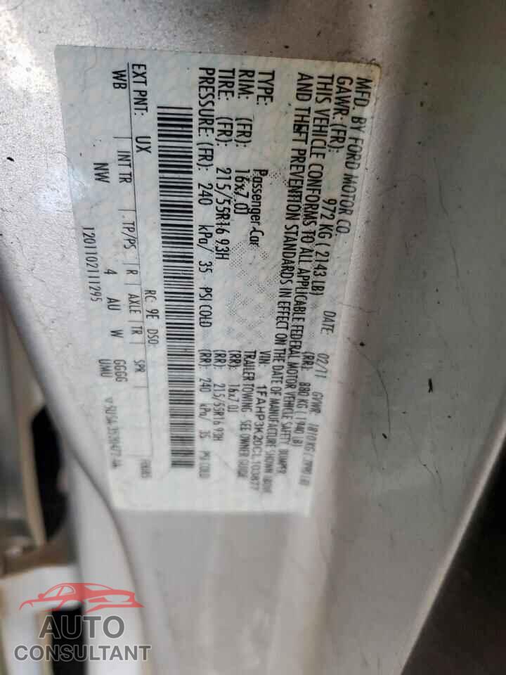 FORD FOCUS 2012 - 1FAHP3K20CL103877