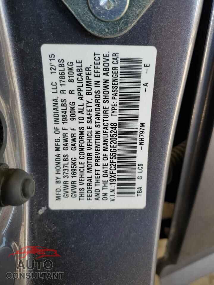 HONDA CIVIC 2016 - 19XFC2F55GE205248