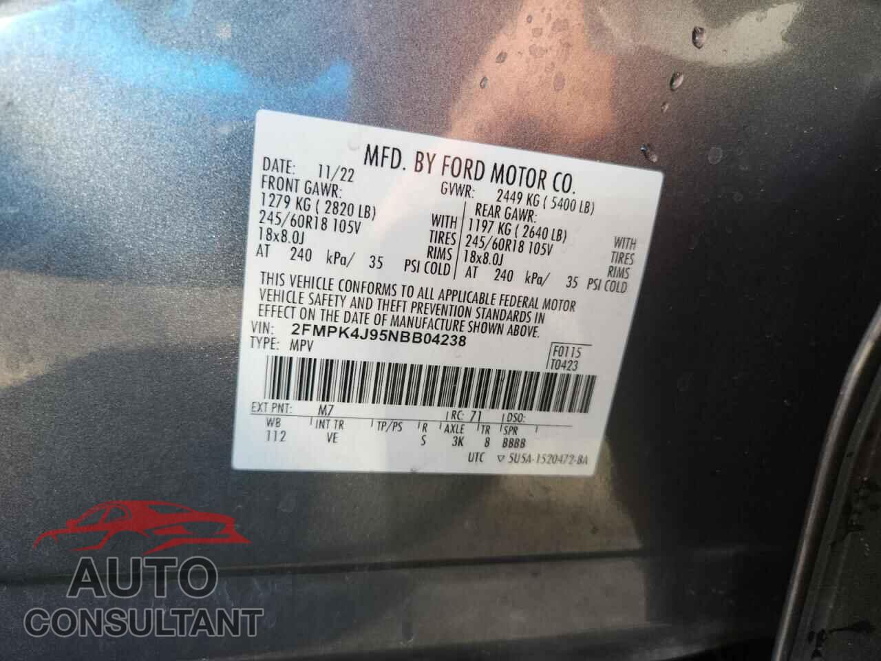 FORD EDGE 2022 - 2FMPK4J95NBB04238