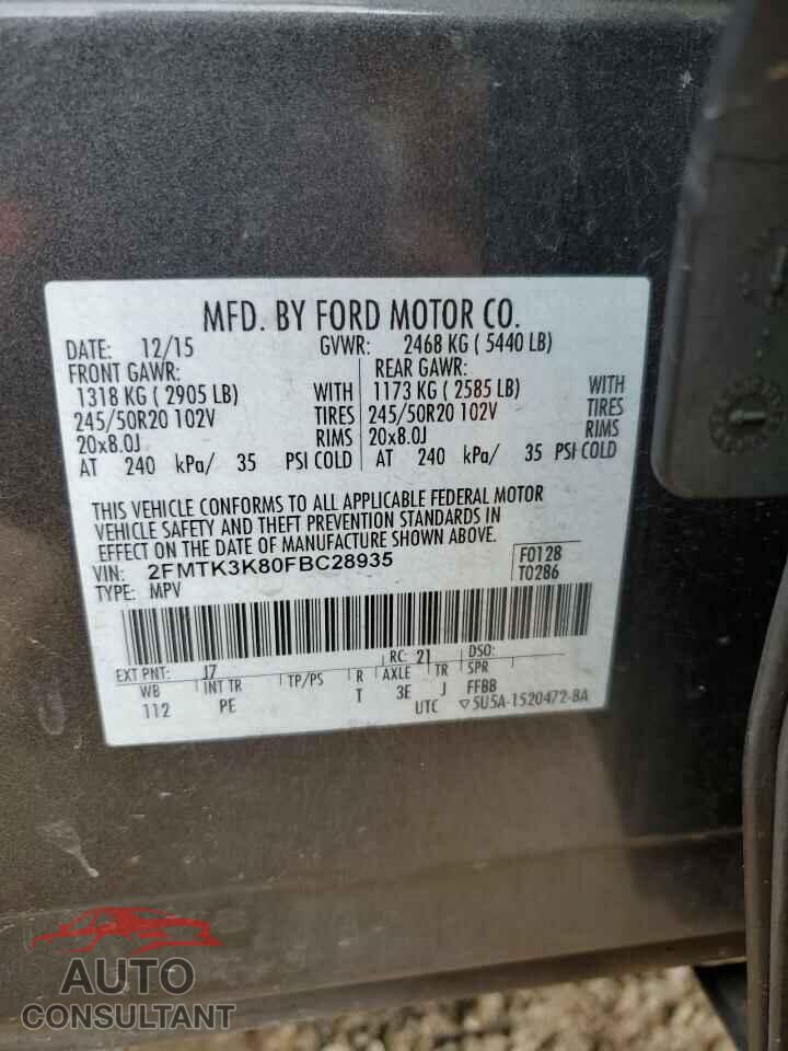 FORD EDGE 2015 - 2FMTK3K80FBC28935