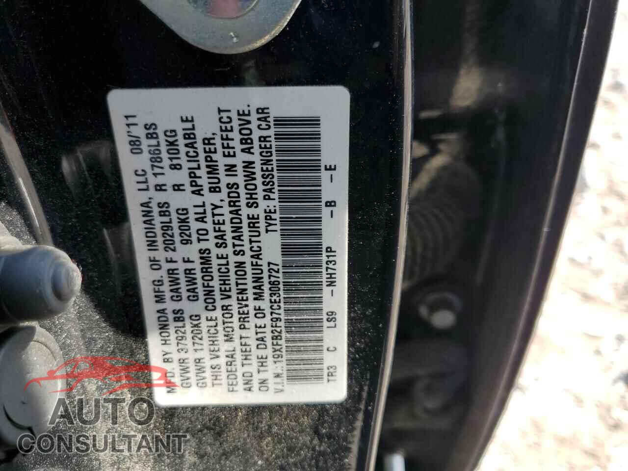 HONDA CIVIC 2012 - 19XFB2F97CE306727