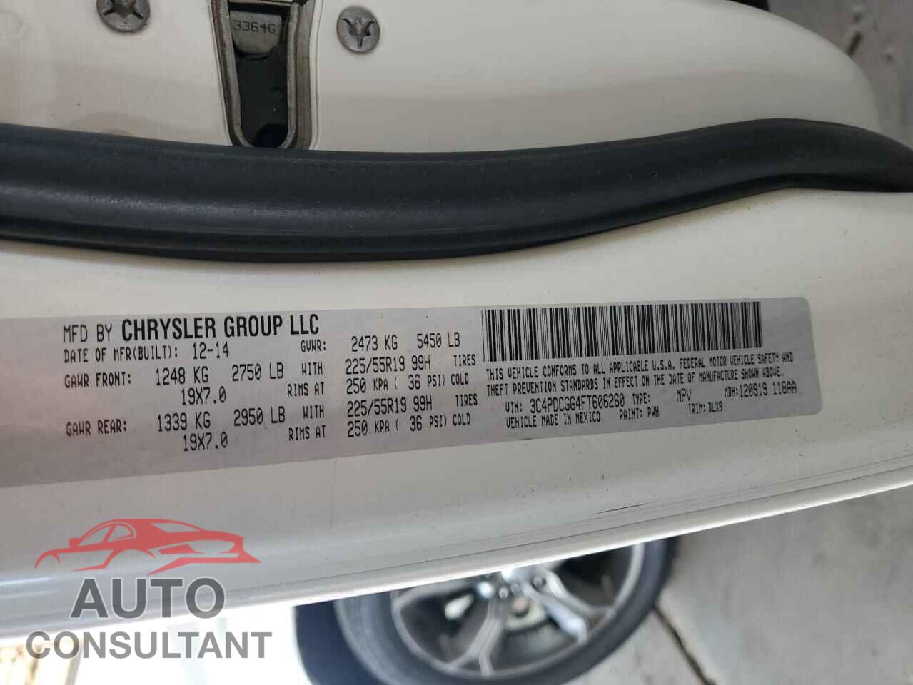DODGE JOURNEY 2015 - 3C4PDCGG4FT606260