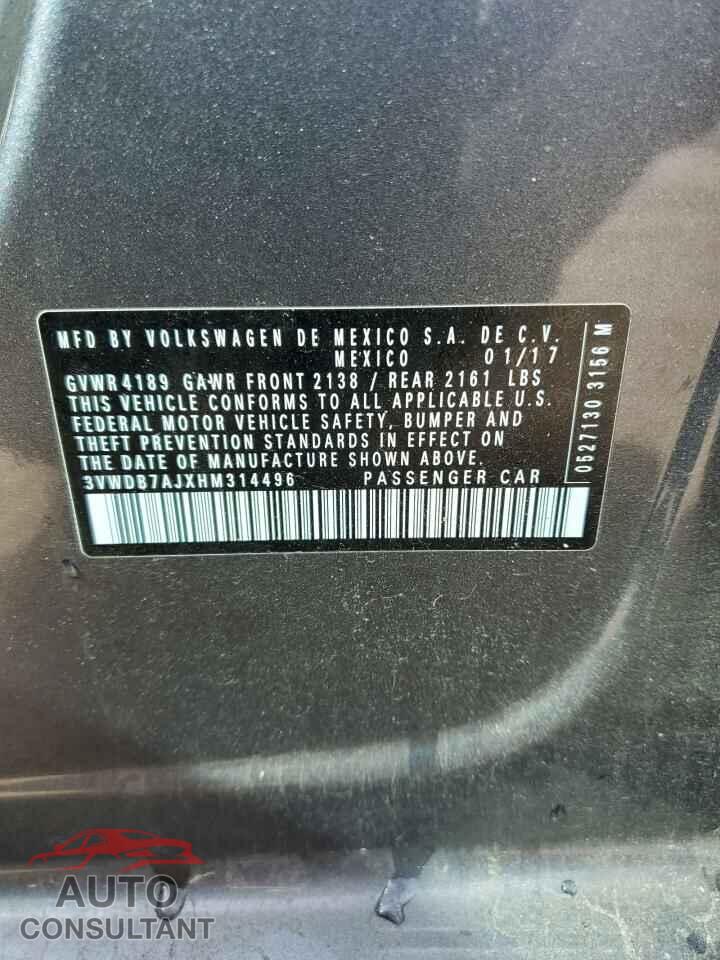 VOLKSWAGEN JETTA 2017 - 3VWDB7AJXHM314496