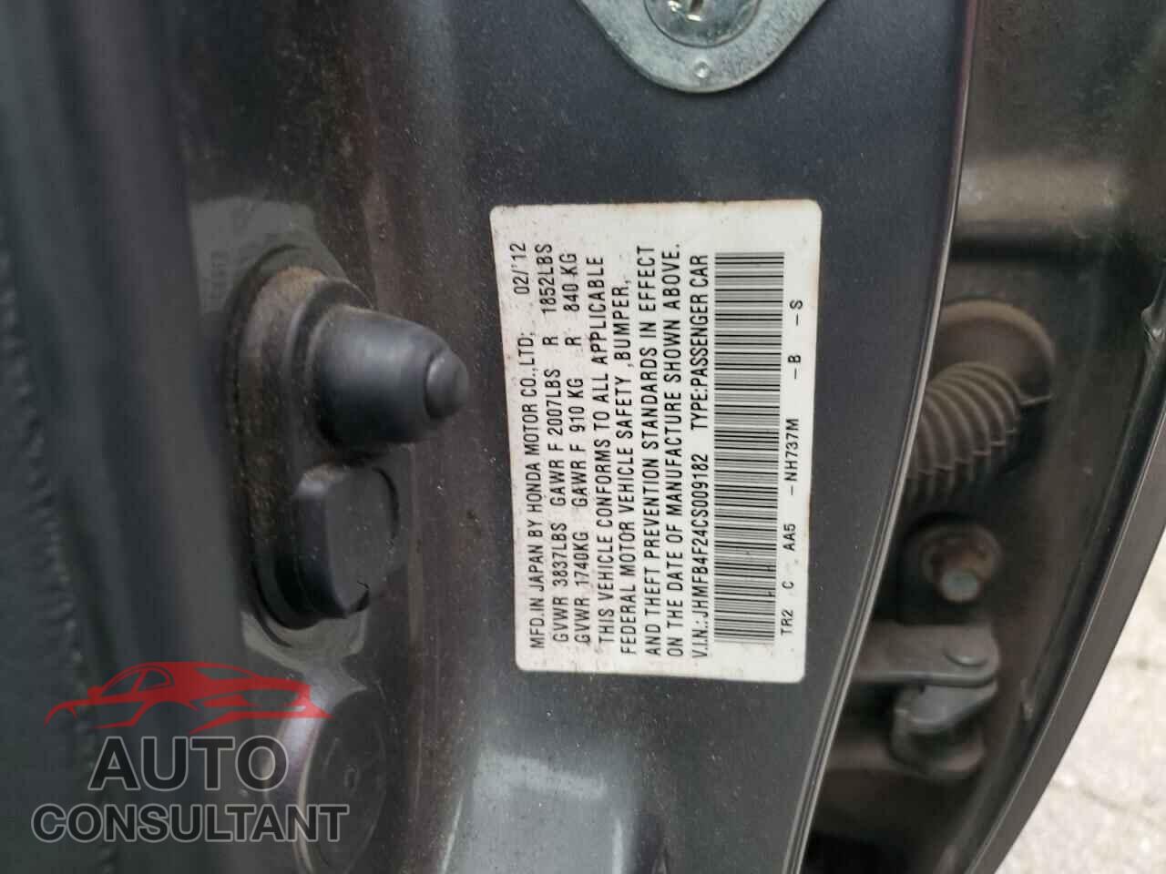HONDA CIVIC 2012 - JHMFB4F24CS009182