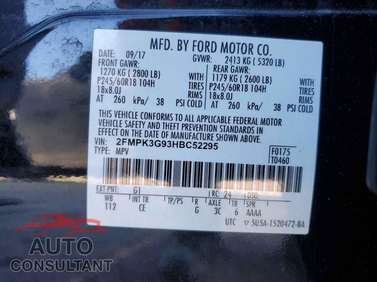 FORD EDGE 2017 - 2FMPK3G93HBC52295