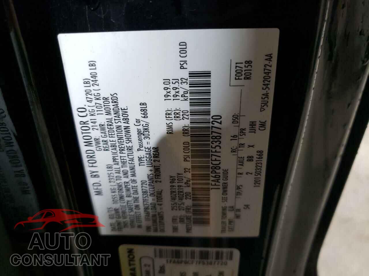 FORD MUSTANG 2015 - 1FA6P8CF7F5387720