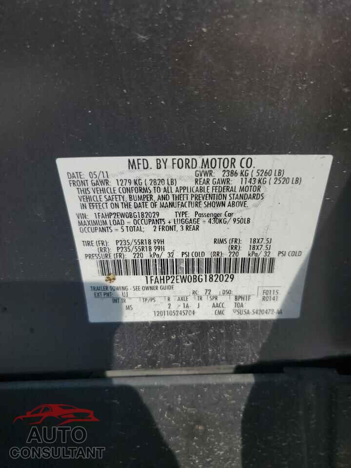 FORD TAURUS 2011 - 1FAHP2EW0BG182029