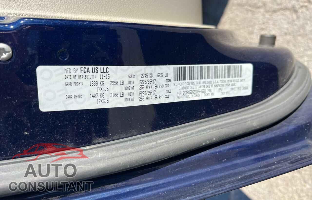 DODGE CARAVAN 2016 - 2C4RDGBG3GR204368