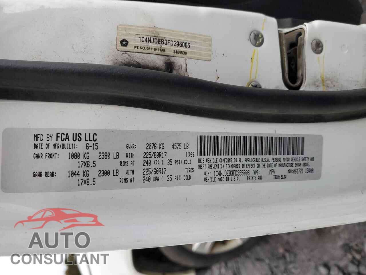 JEEP COMPASS 2015 - 1C4NJDEB3FD395006