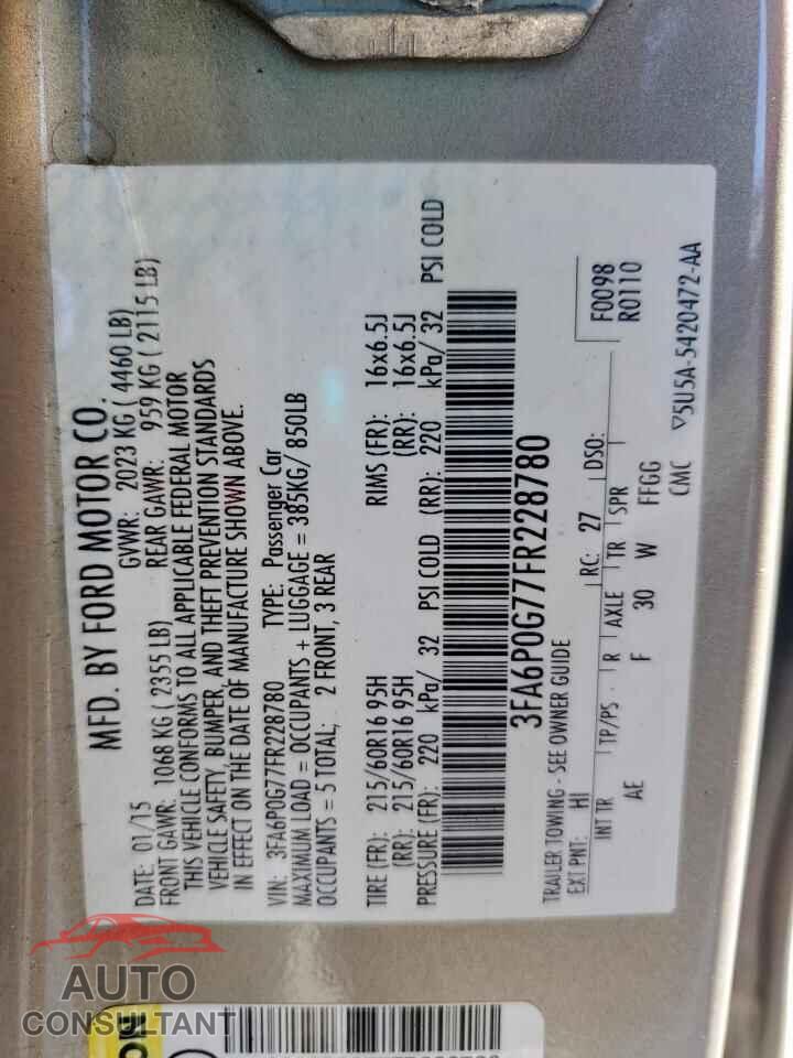 FORD FUSION 2015 - 3FA6P0G77FR228780