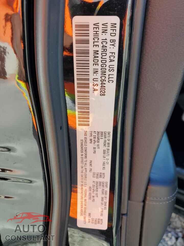 DODGE DURANGO 2021 - 1C4RDJDG0MC644028