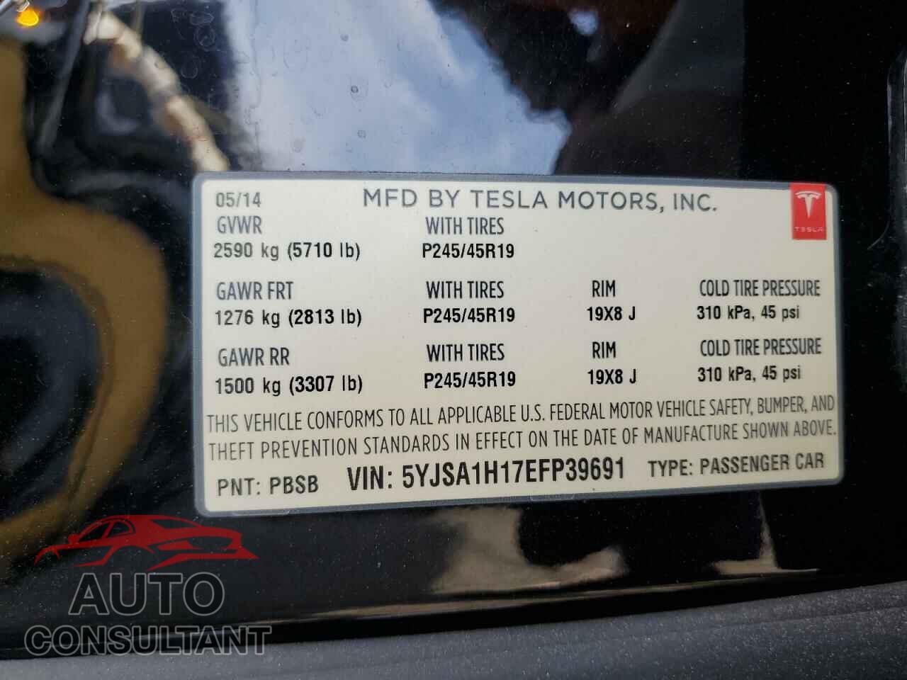 TESLA MODEL S 2014 - 5YJSA1H17EFP39691