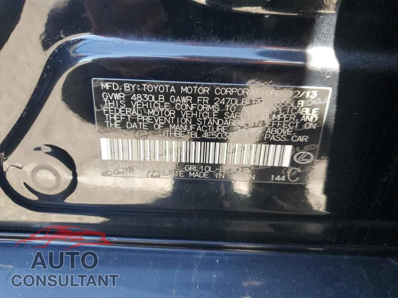 LEXUS GS350 2014 - JTHBE1BL4E5033891