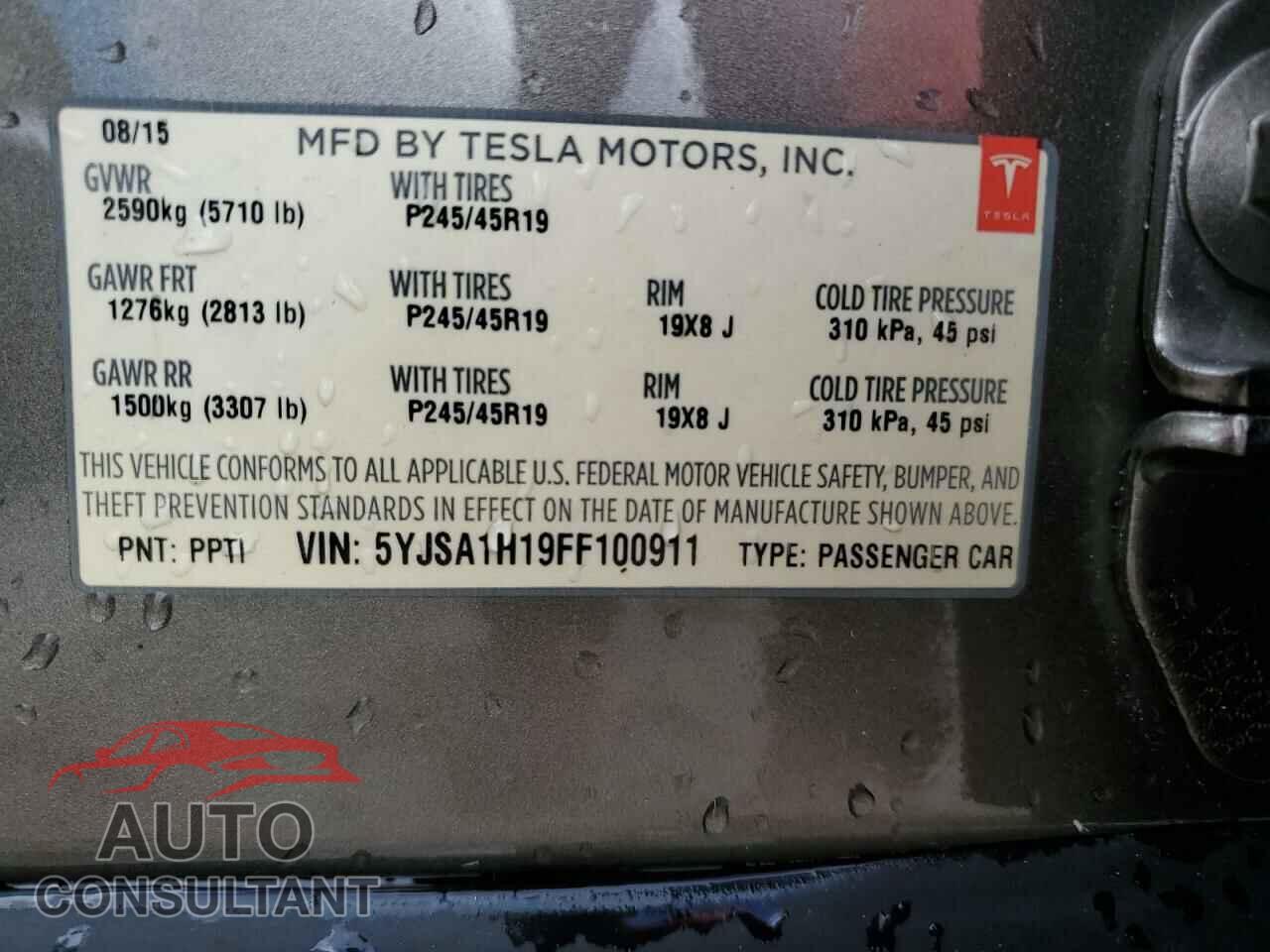 TESLA MODEL S 2015 - 5YJSA1H19FF100911