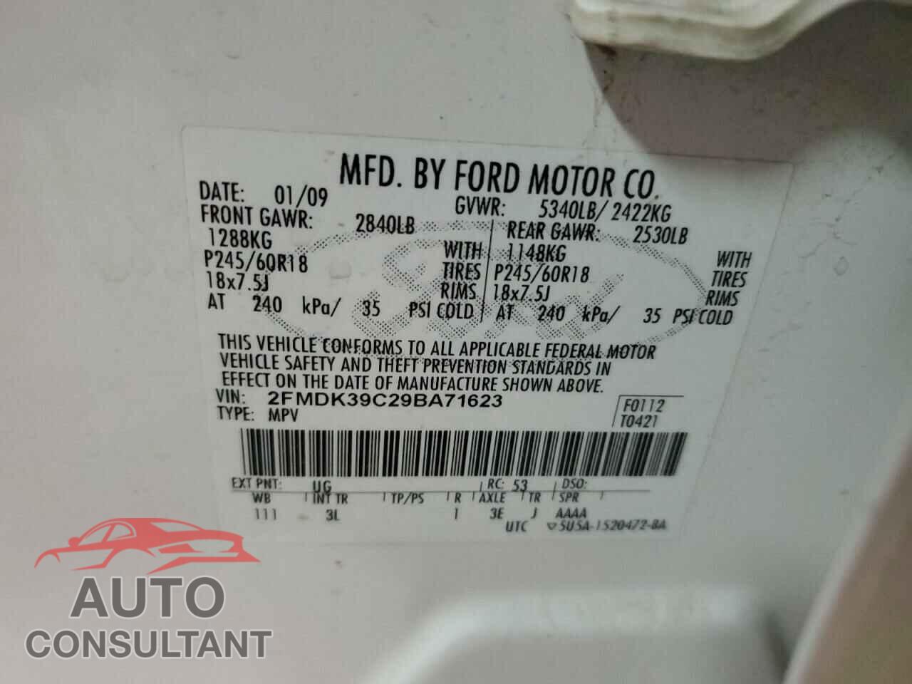 FORD EDGE 2009 - 2FMDK39C29BA71623