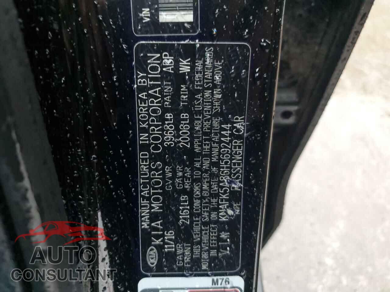 KIA FORTE 2017 - KNAFK5A86H5692444