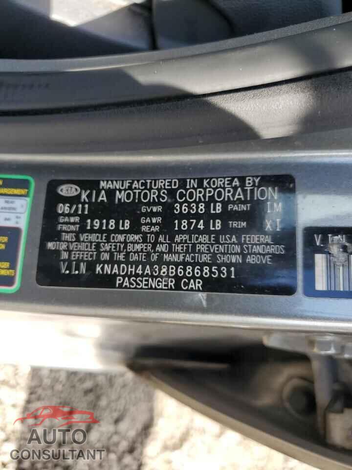 KIA RIO 2011 - KNADH4A38B6868531
