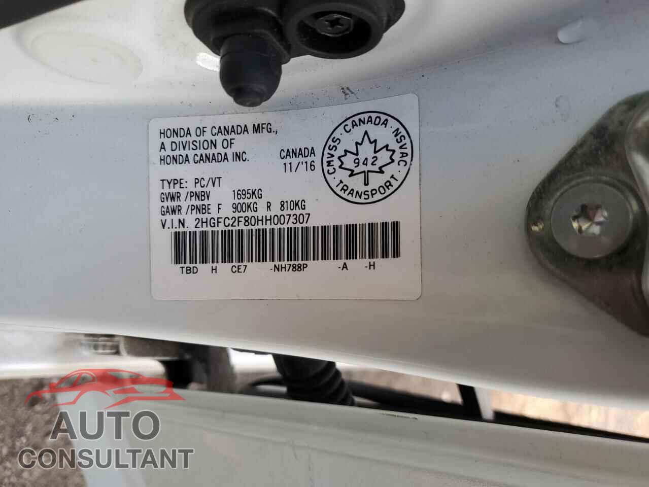 HONDA CIVIC 2017 - 2HGFC2F80HH007307