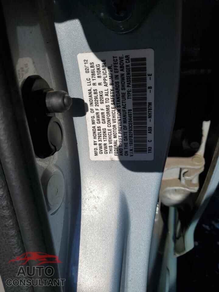 HONDA CIVIC 2012 - 19XFB2F93CE044978