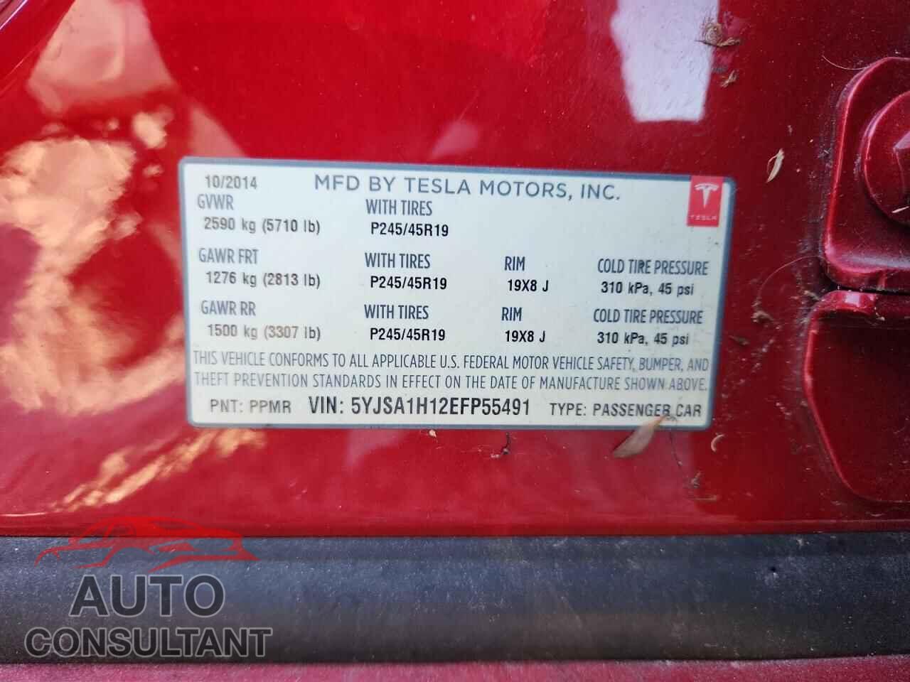TESLA MODEL S 2014 - 5YJSA1H12EFP55491