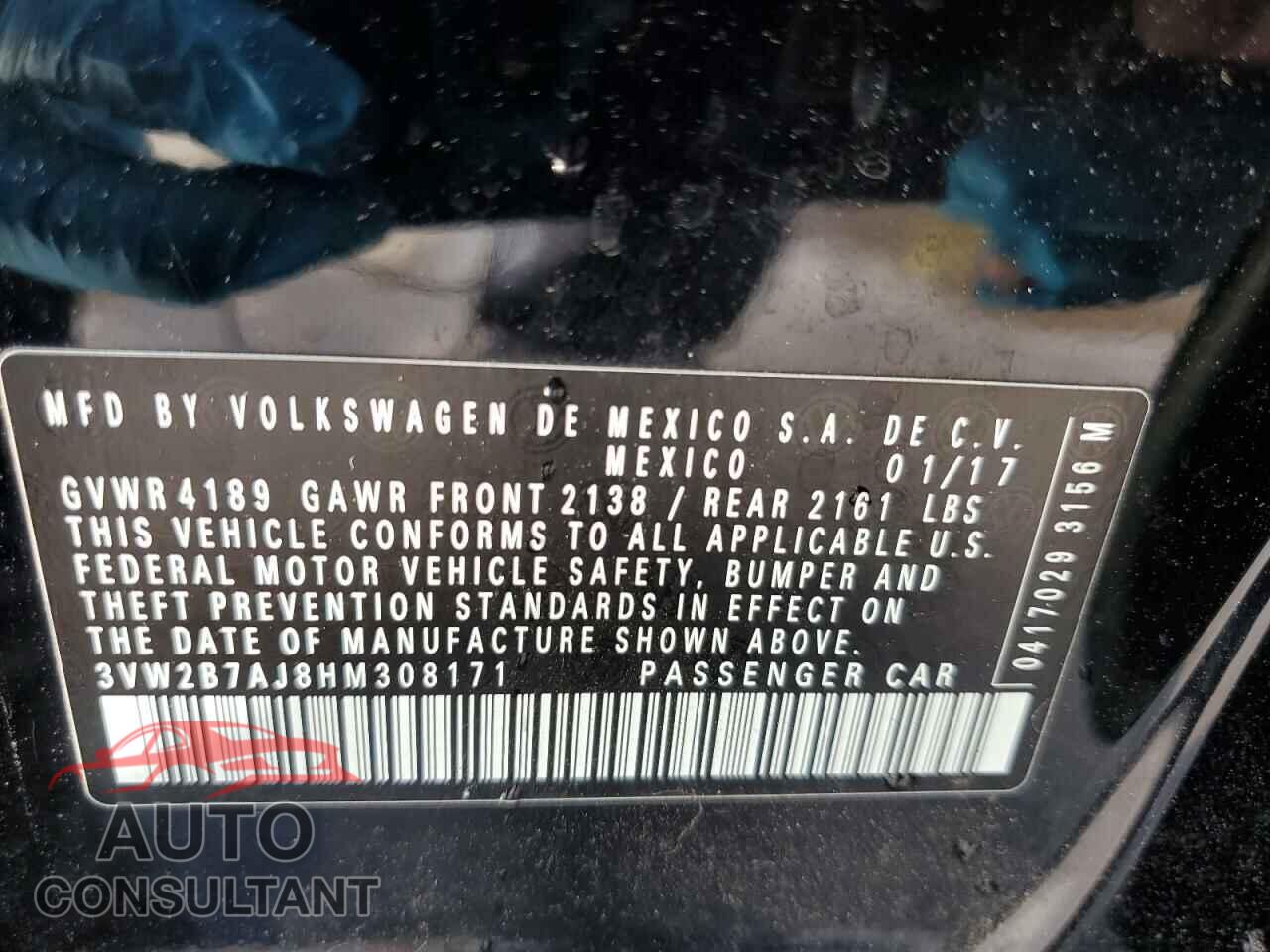 VOLKSWAGEN JETTA 2017 - 3VW2B7AJ8HM308171