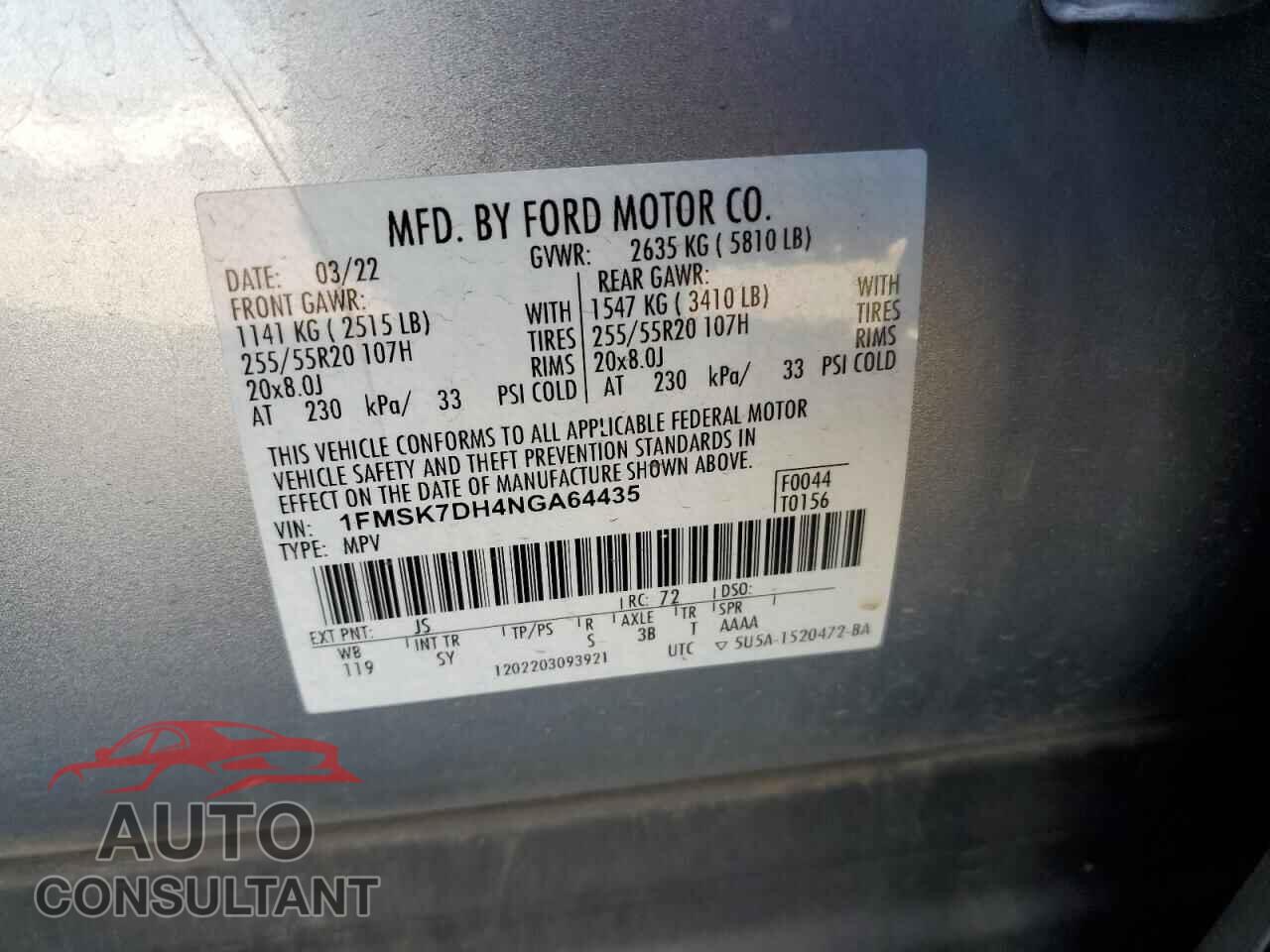 FORD EXPLORER 2022 - 1FMSK7DH4NGA64435
