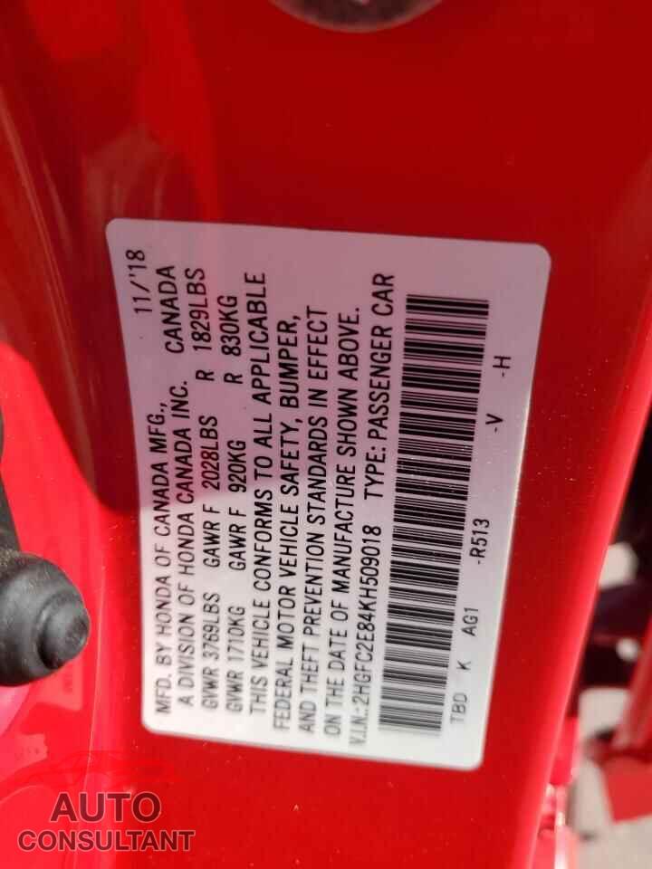 HONDA CIVIC 2019 - 2HGFC2E84KH509018