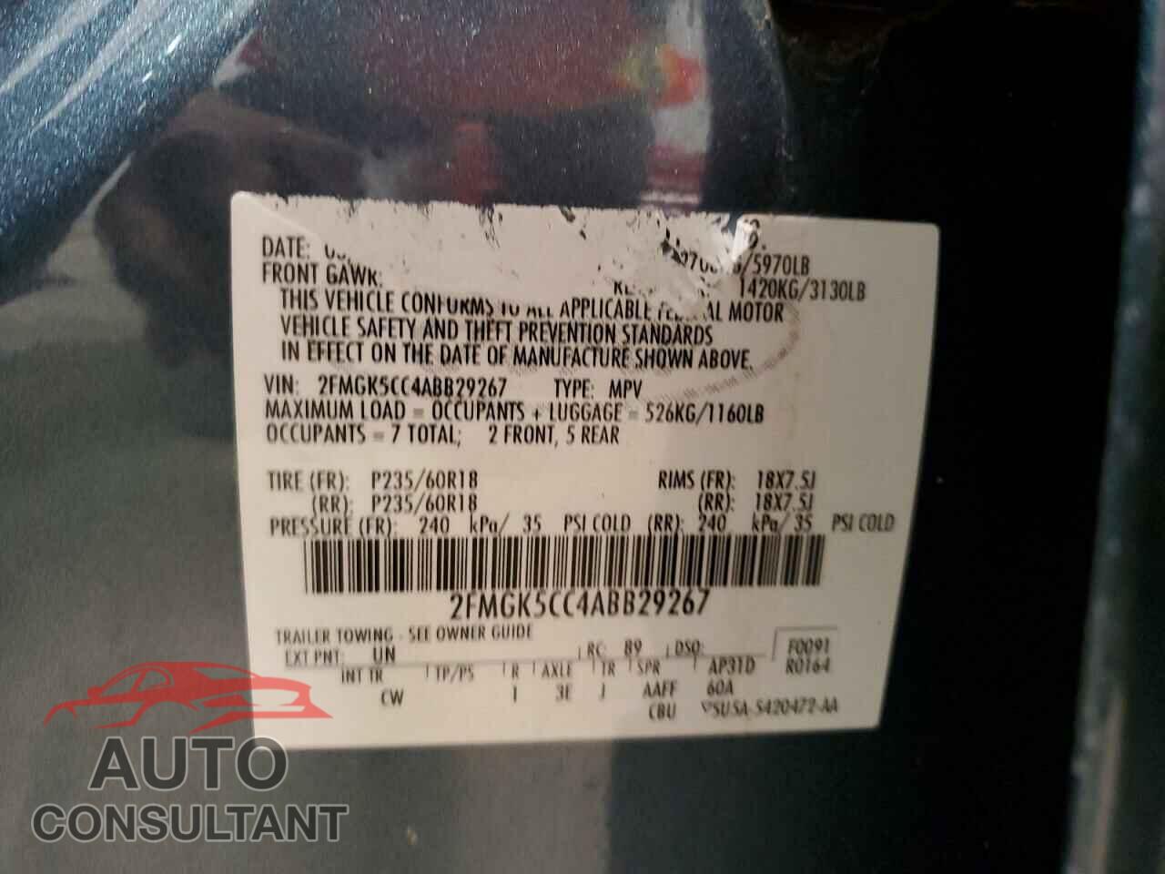 FORD FLEX 2010 - 2FMGK5CC4ABB29267