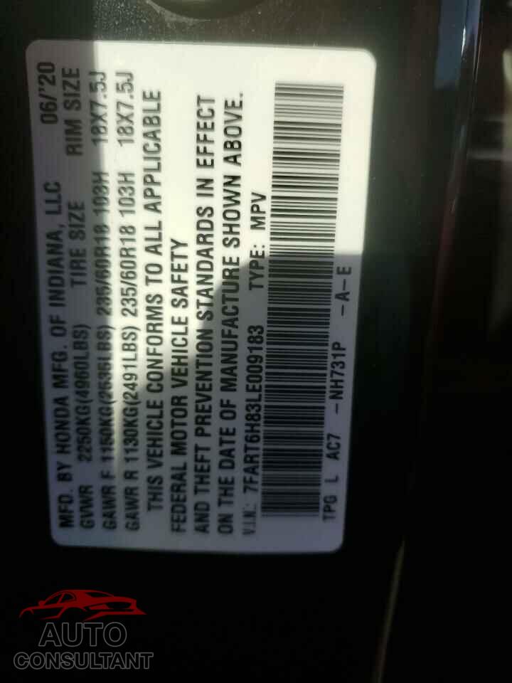HONDA CRV 2020 - 7FART6H83LE009183
