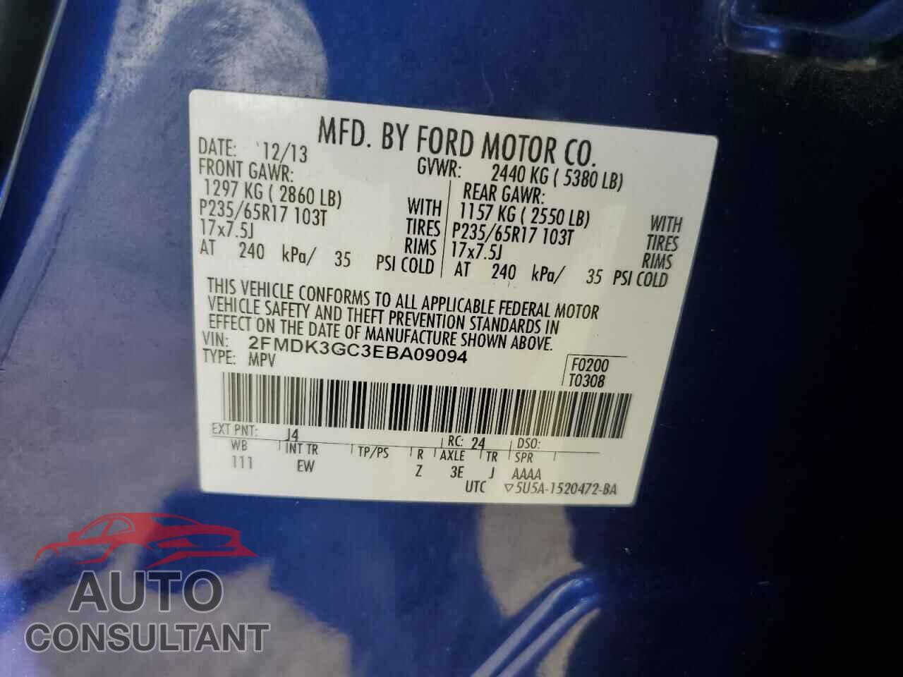 FORD EDGE 2014 - 2FMDK3GC3EBA09094