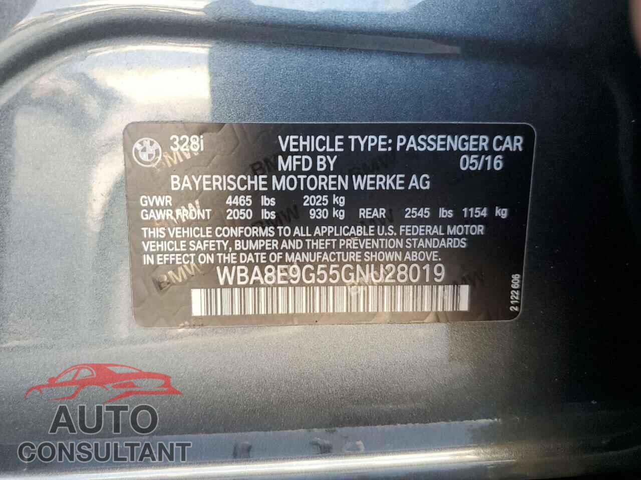 BMW 3 SERIES 2016 - WBA8E9G55GNU28019