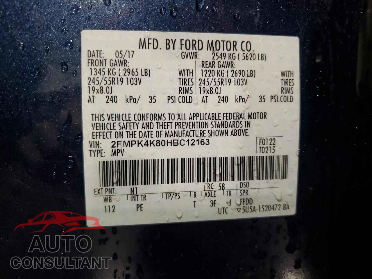 FORD EDGE 2017 - 2FMPK4K80HBC12163