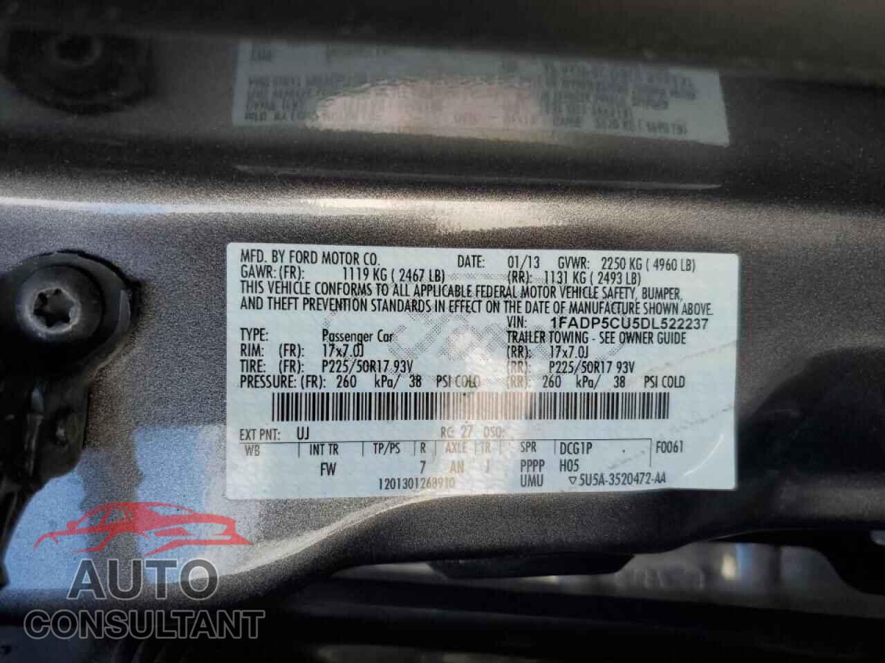 FORD CMAX 2013 - 1FADP5CU5DL522237