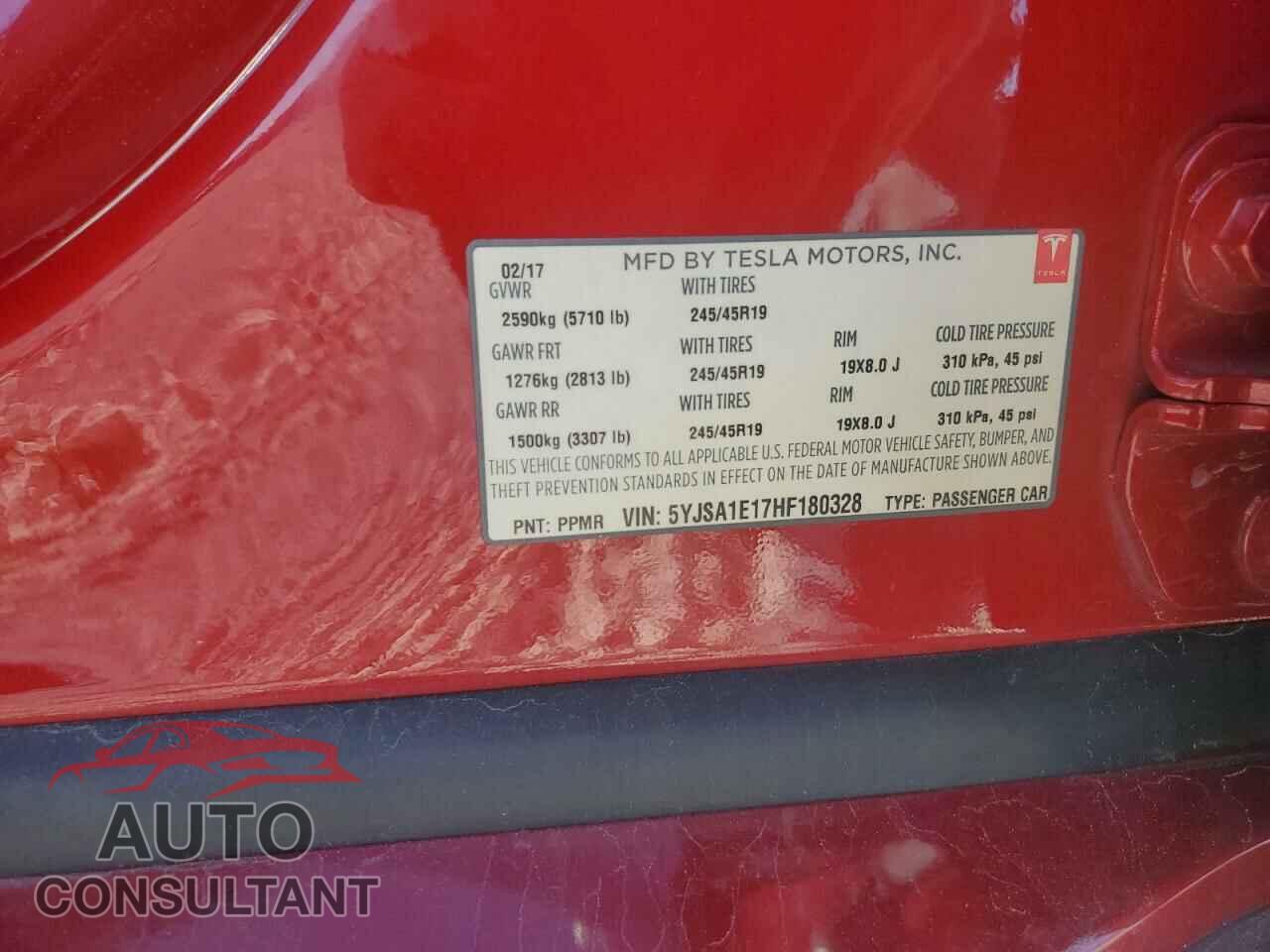 TESLA MODEL S 2017 - 5YJSA1E17HF180328
