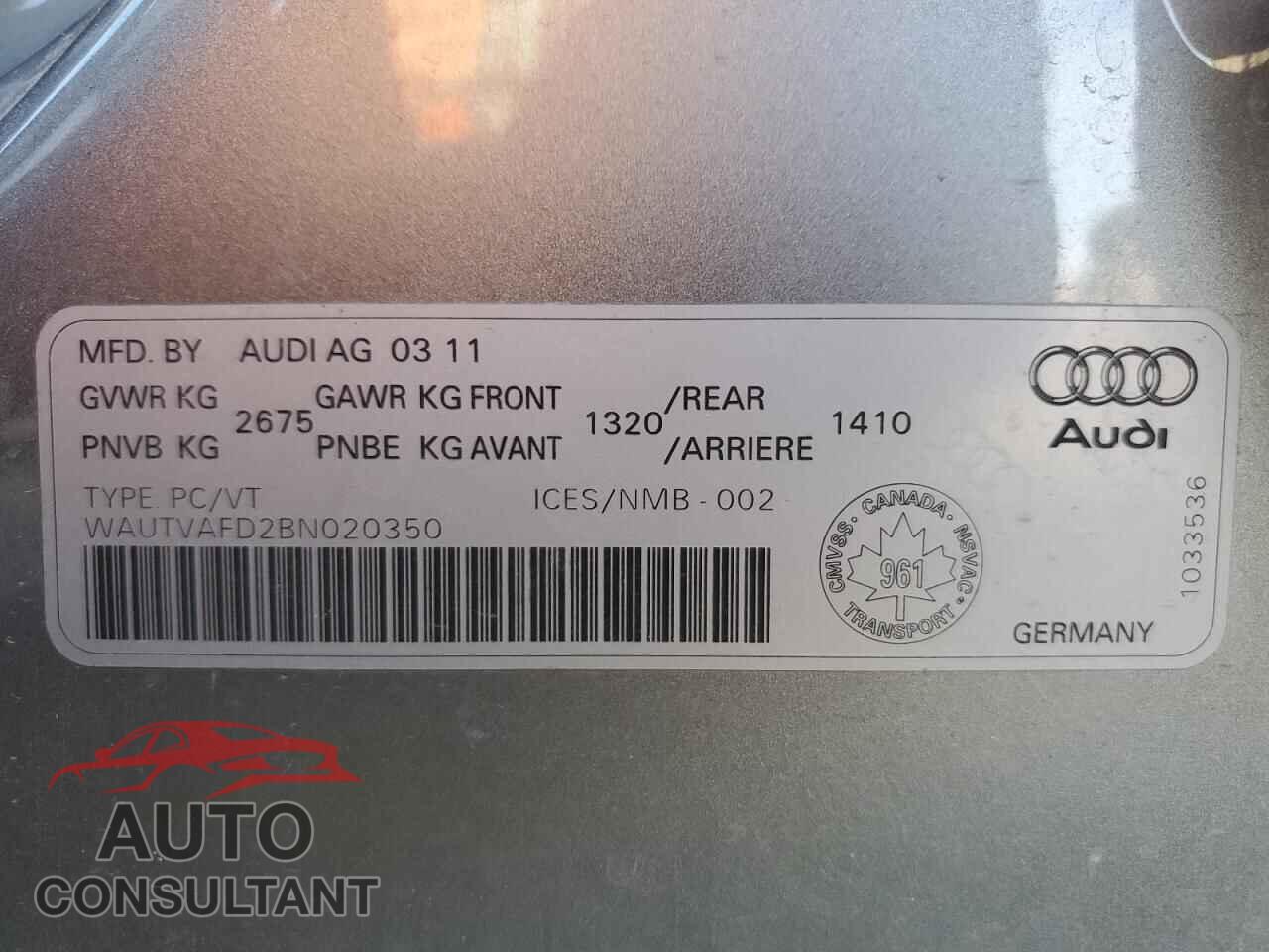 AUDI A8 2011 - WAUTVAFD2BN020350