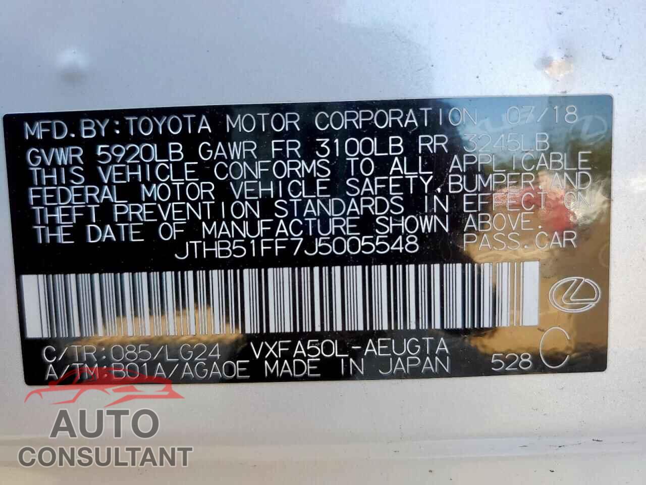 LEXUS LS500 2018 - JTHB51FF7J5005548