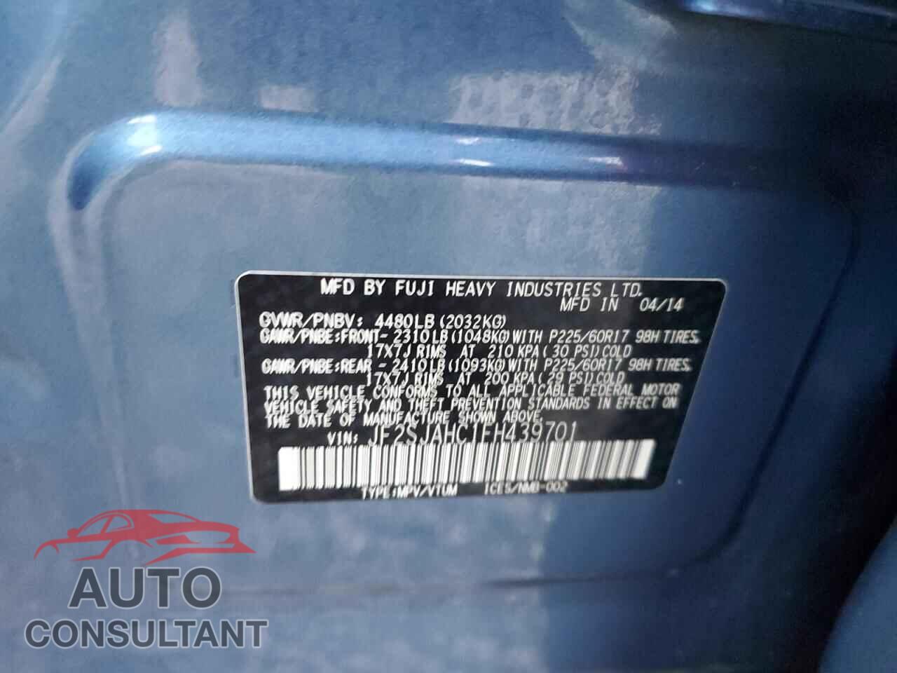 SUBARU FORESTER 2015 - JF2SJAHC1FH439701