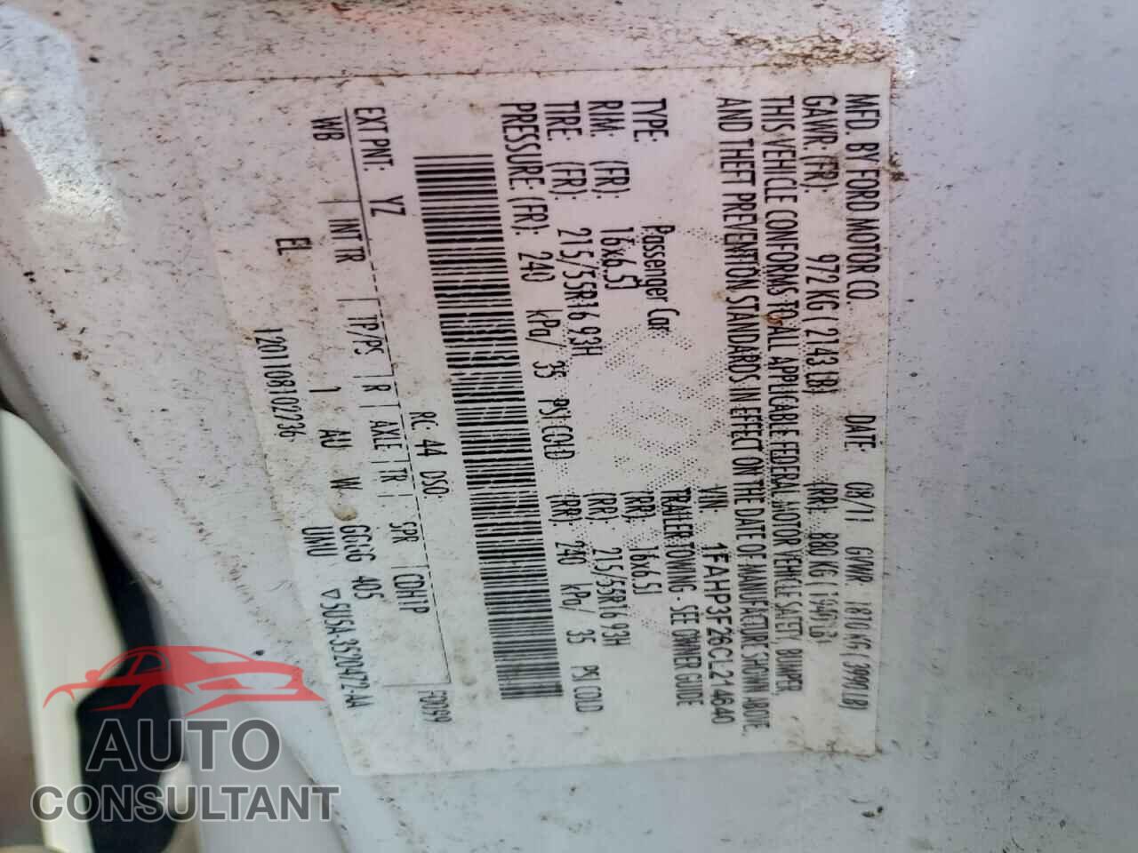 FORD FOCUS 2012 - 1FAHP3F26CL214640