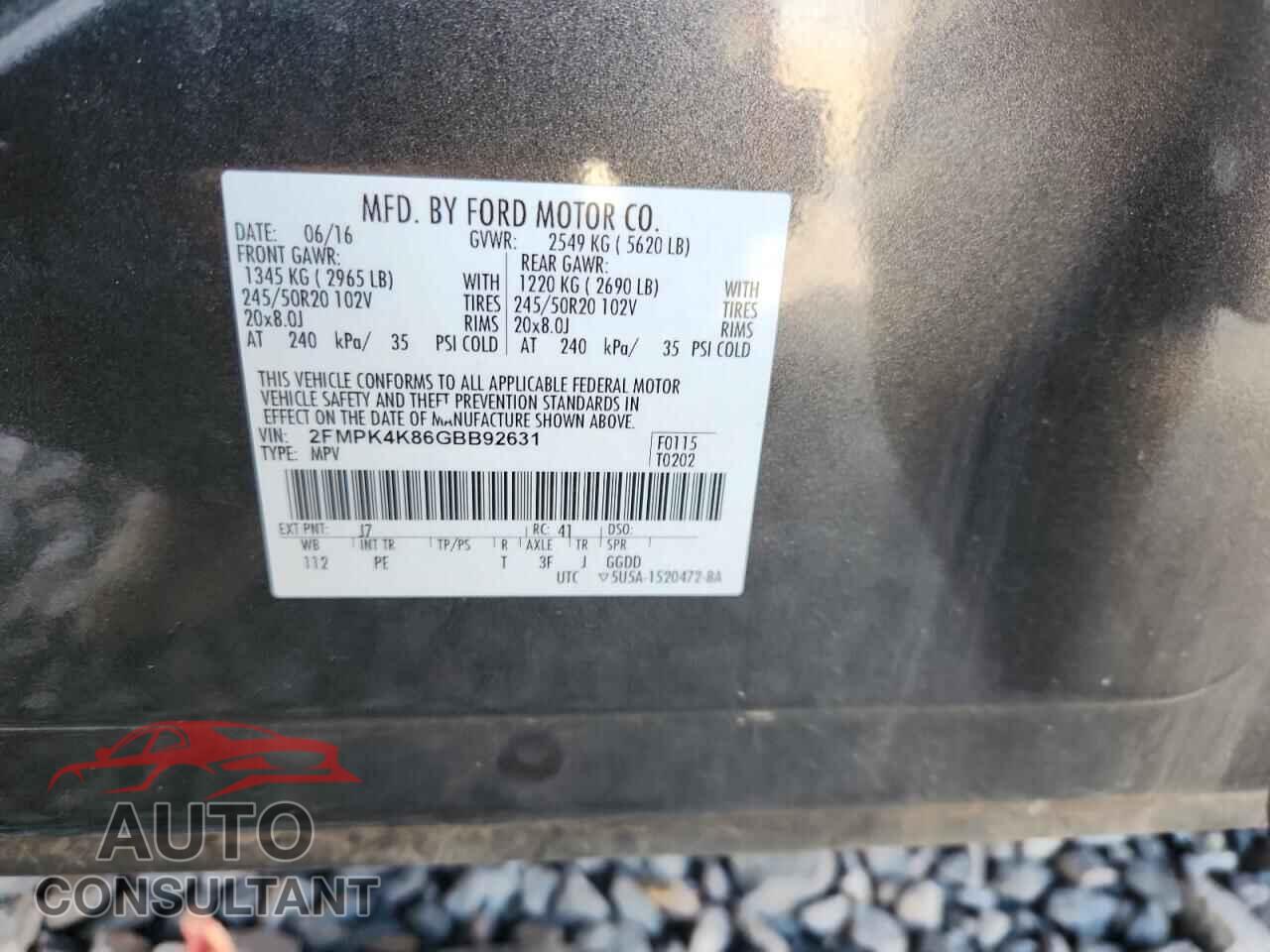 FORD EDGE 2016 - 2FMPK4K86GBB92631