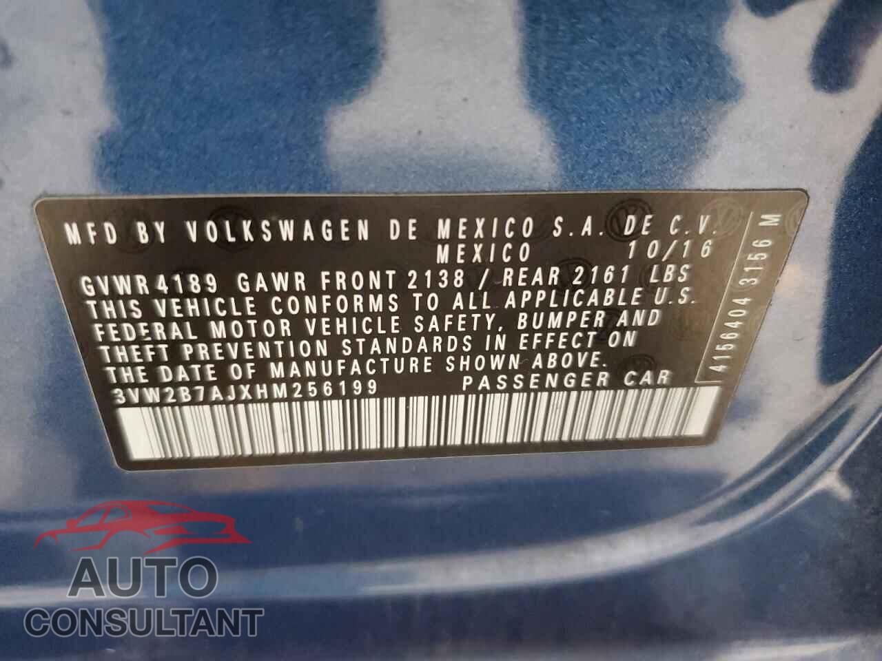 VOLKSWAGEN JETTA 2017 - 3VW2B7AJXHM256199