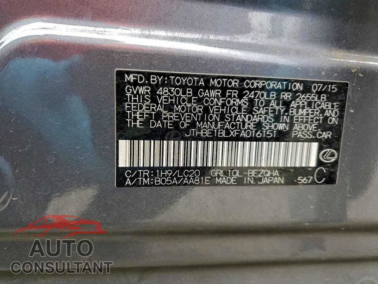 LEXUS GS350 2015 - JTHBE1BLXFA016151
