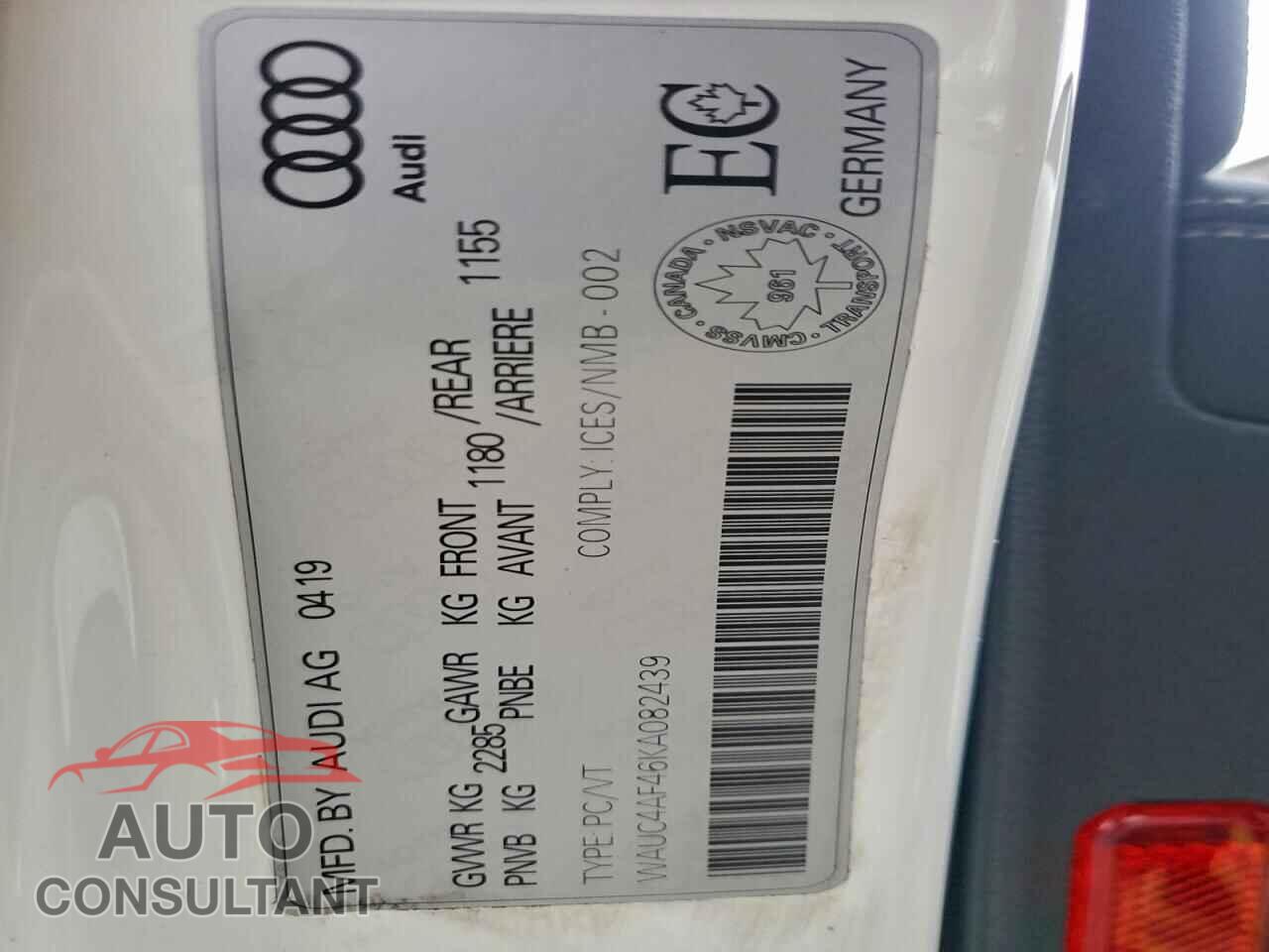 AUDI S4/RS4 2019 - WAUC4AF46KA082439
