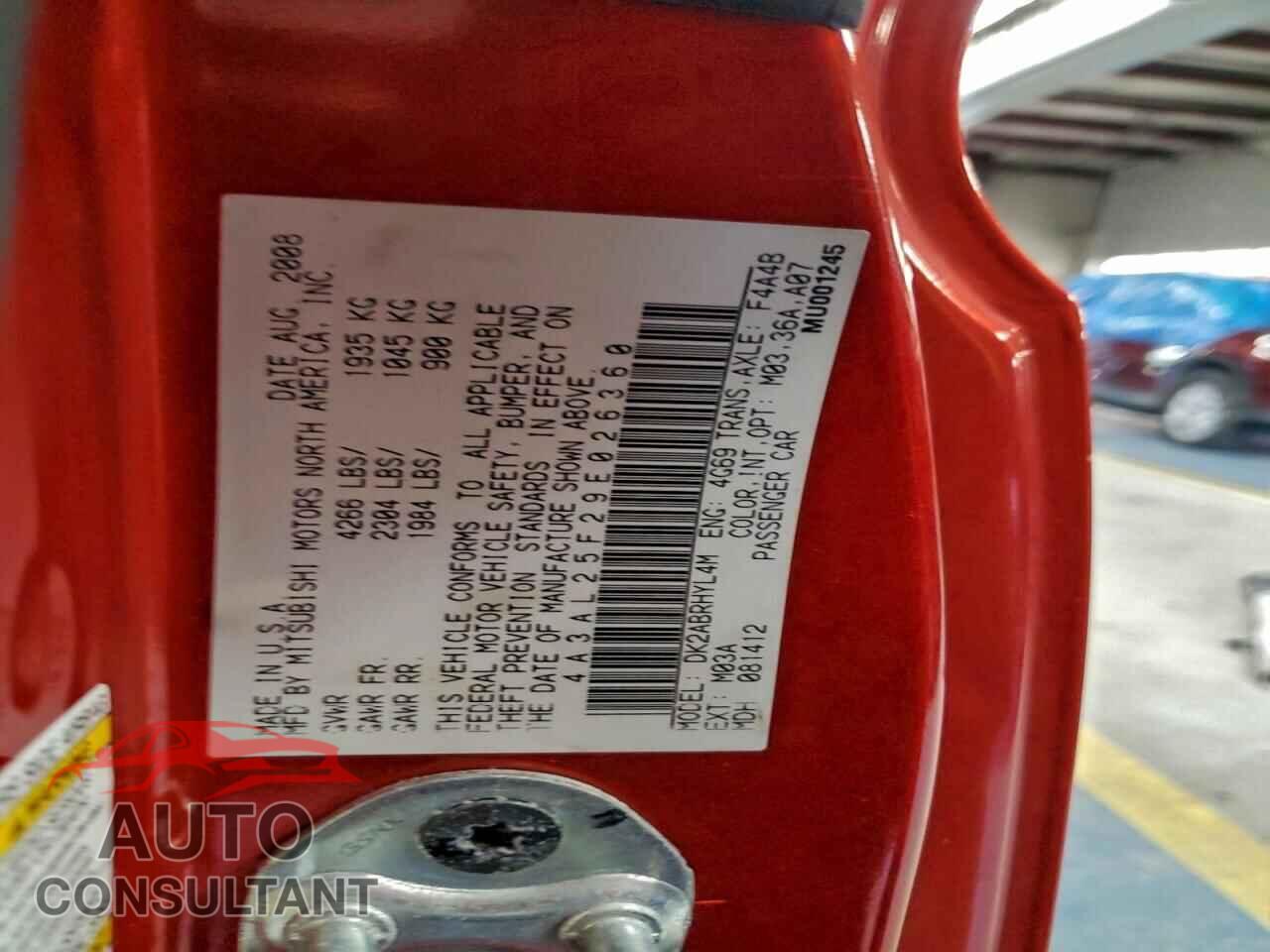 MITSUBISHI ECLIPSE 2009 - 4A3AL25F29E026360