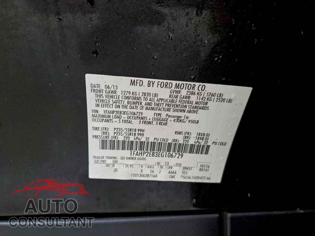 FORD TAURUS 2014 - 1FAHP2E83EG106729
