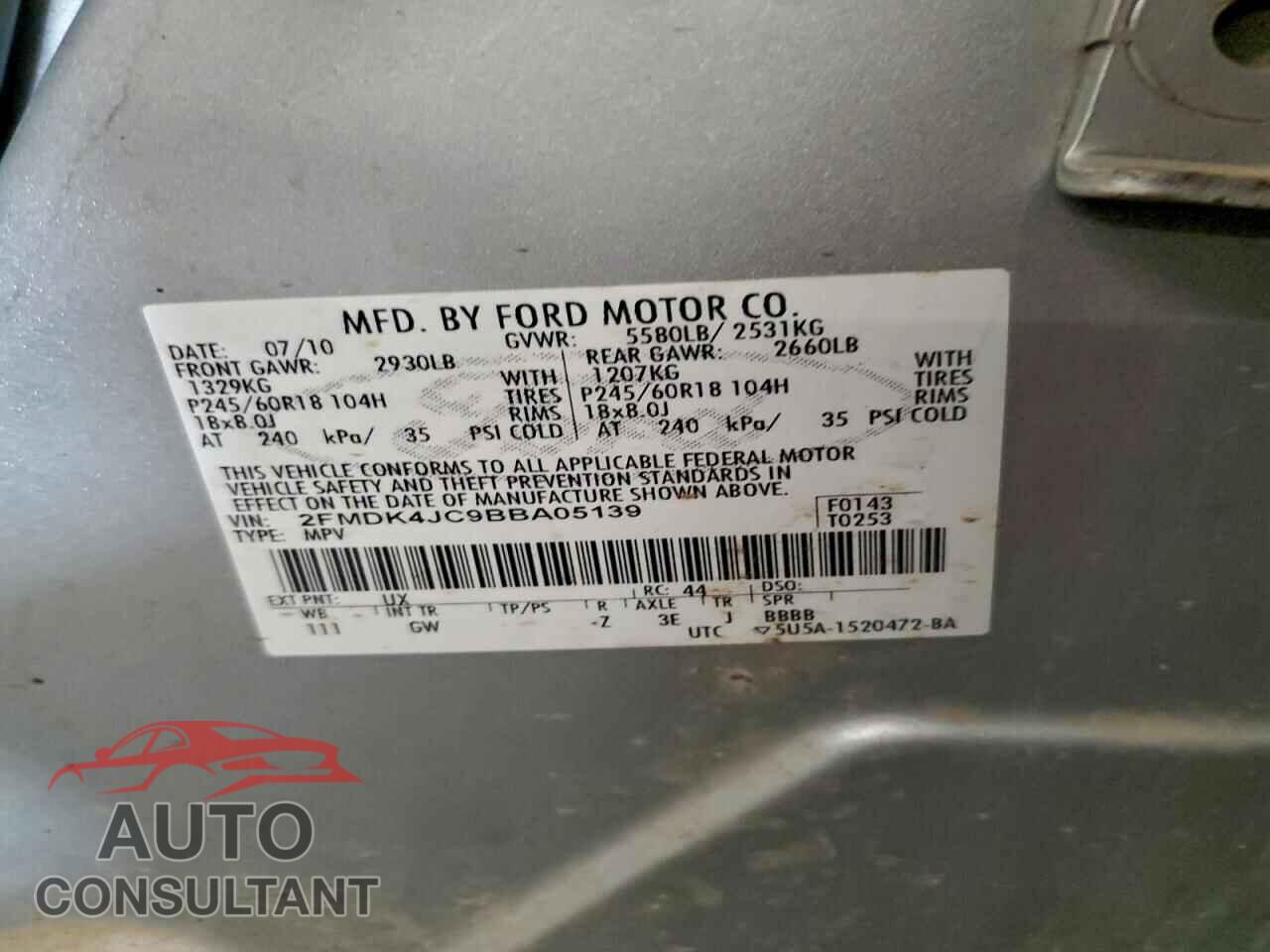 FORD EDGE 2011 - 2FMDK4JC9BBA05139